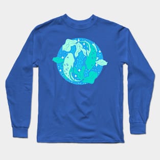 Pisces Fish (Blue) Long Sleeve T-Shirt